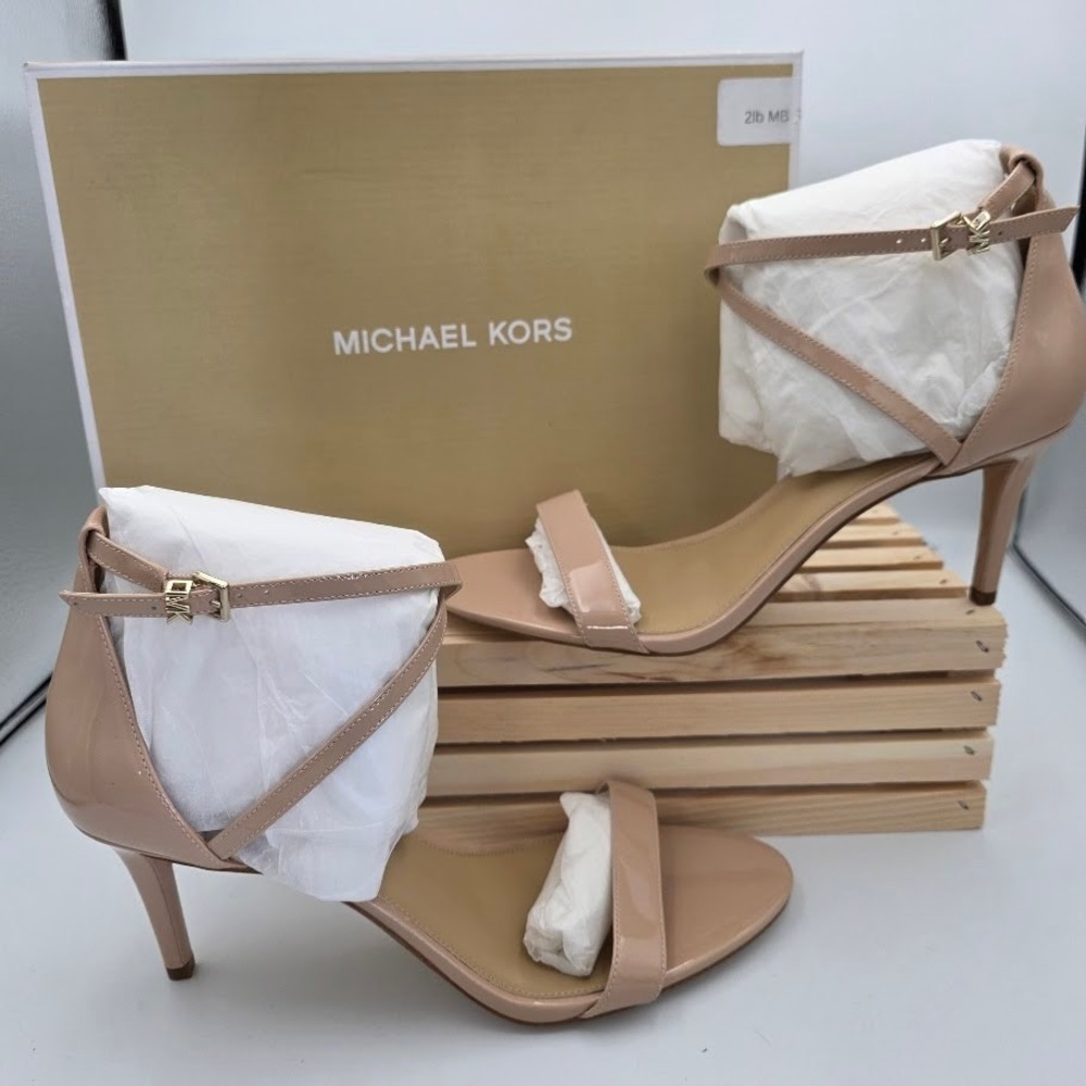 Michael Kors Ava Mid Sandal Womens 11 Lt Blush Patent Pink Heeled‎ 40F9AVMA1A